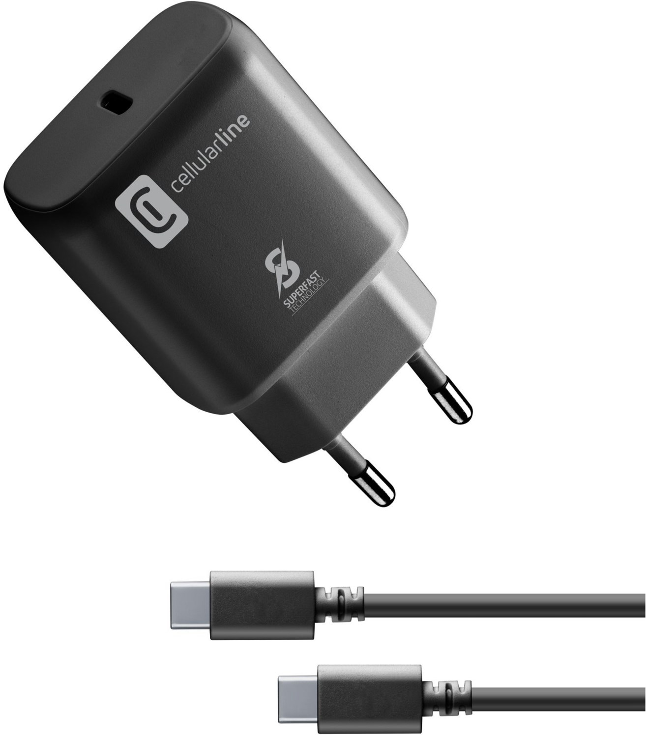 Bild von Cellularline ACHSMKITC2CPD25WK Ladegerät für Mobilgeräte Schwarz Indoor (25 W), USB Ladegerät, Schwarz