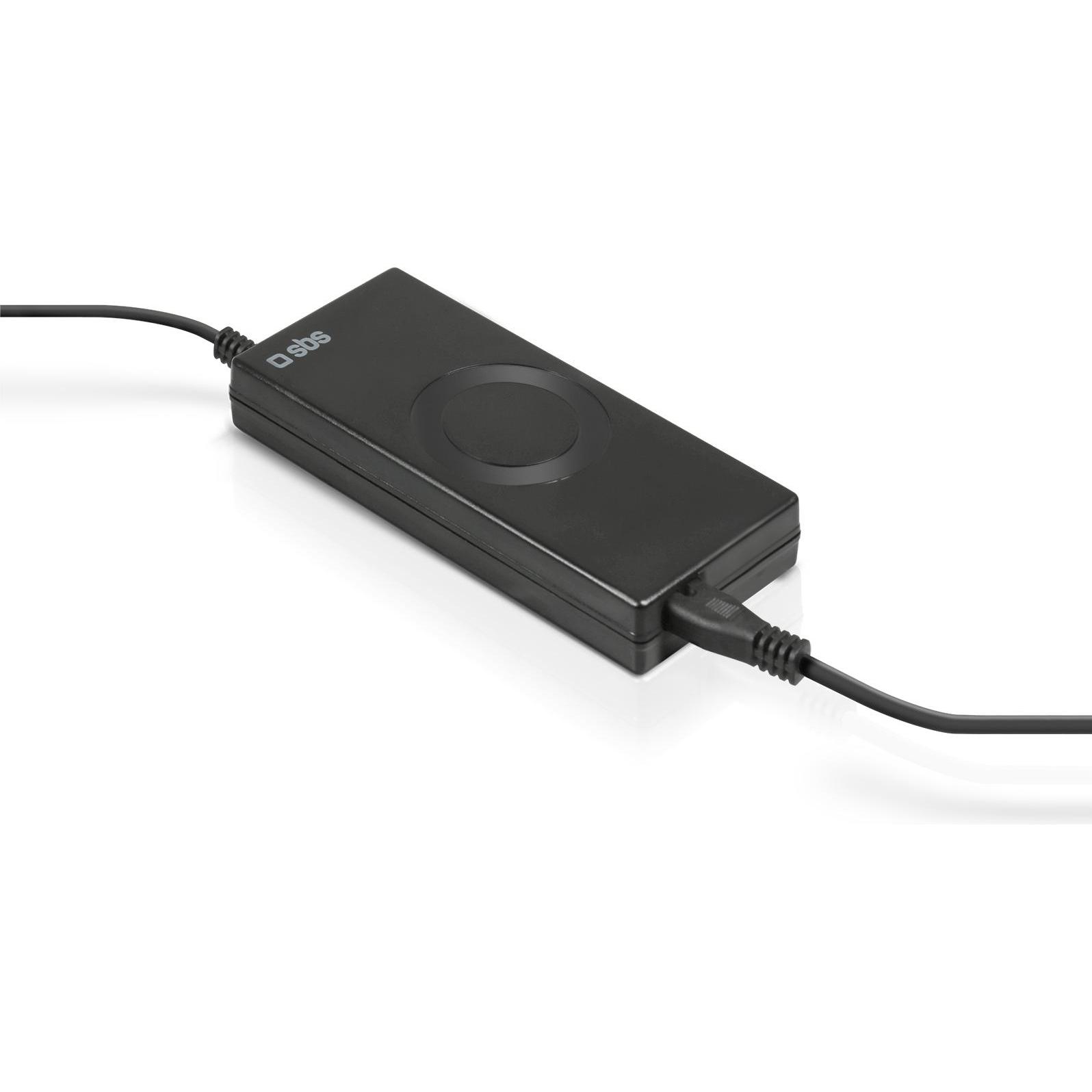 Bild von SBS Tragbares Netzteil für Notebooks 70W mit Adaptern - Laptop - Indoor - 70 W - Schwarz - 2,2 m - 1 Stück(e) (TTADAPTNB70W)