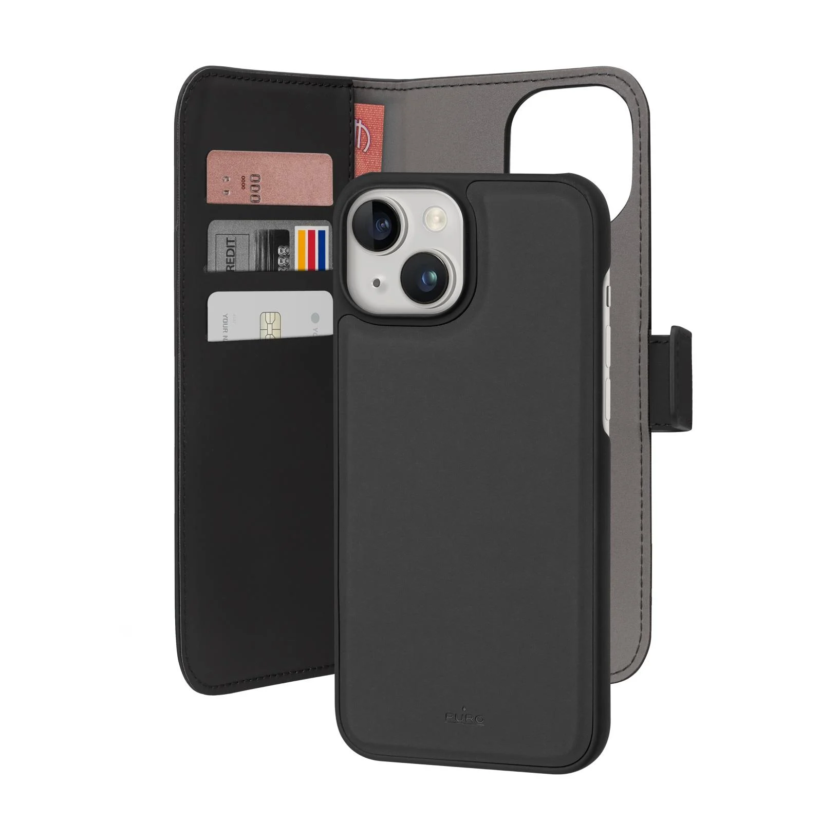 Bild von PURO PUIPC1561BOOKC3BLK Handy-Schutzhülle 15,5 cm (6.1) Geldbörsenhülle Schwarz (PUIPC1561BOOKC3BLK)