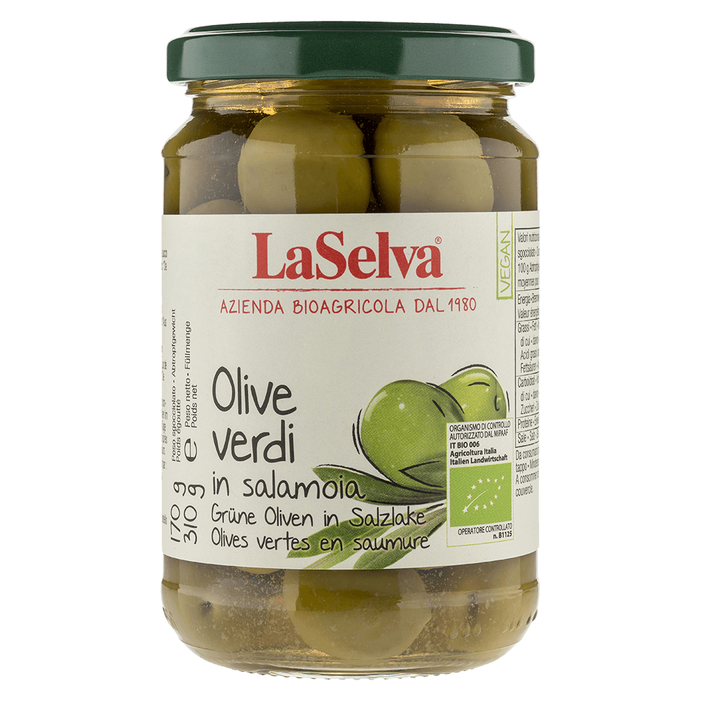 Bild von LaSelva Grüne Bio-Oliven in Salzlake, 310 g