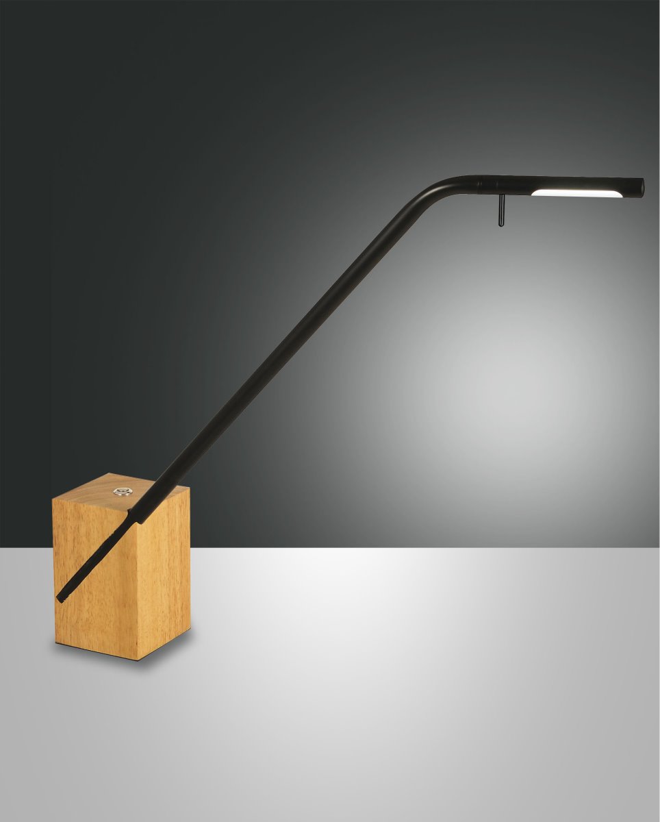 Bild von LED Schreibtischleuchte Eiche schwarz Fabas Luce Viktor 630lm mit Dimmer