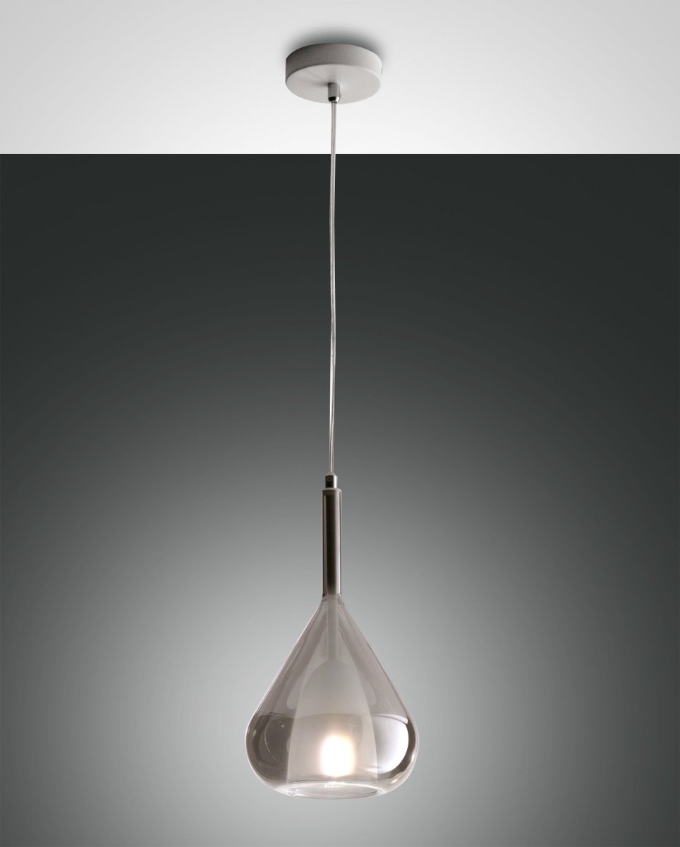 Bild von FABAS LUCE Pendelleuchte Lila 1-flammig, ohne Leuchtmittel, LED-Retrofit, Glasschirm in Grau, Bernstein oder Transparent