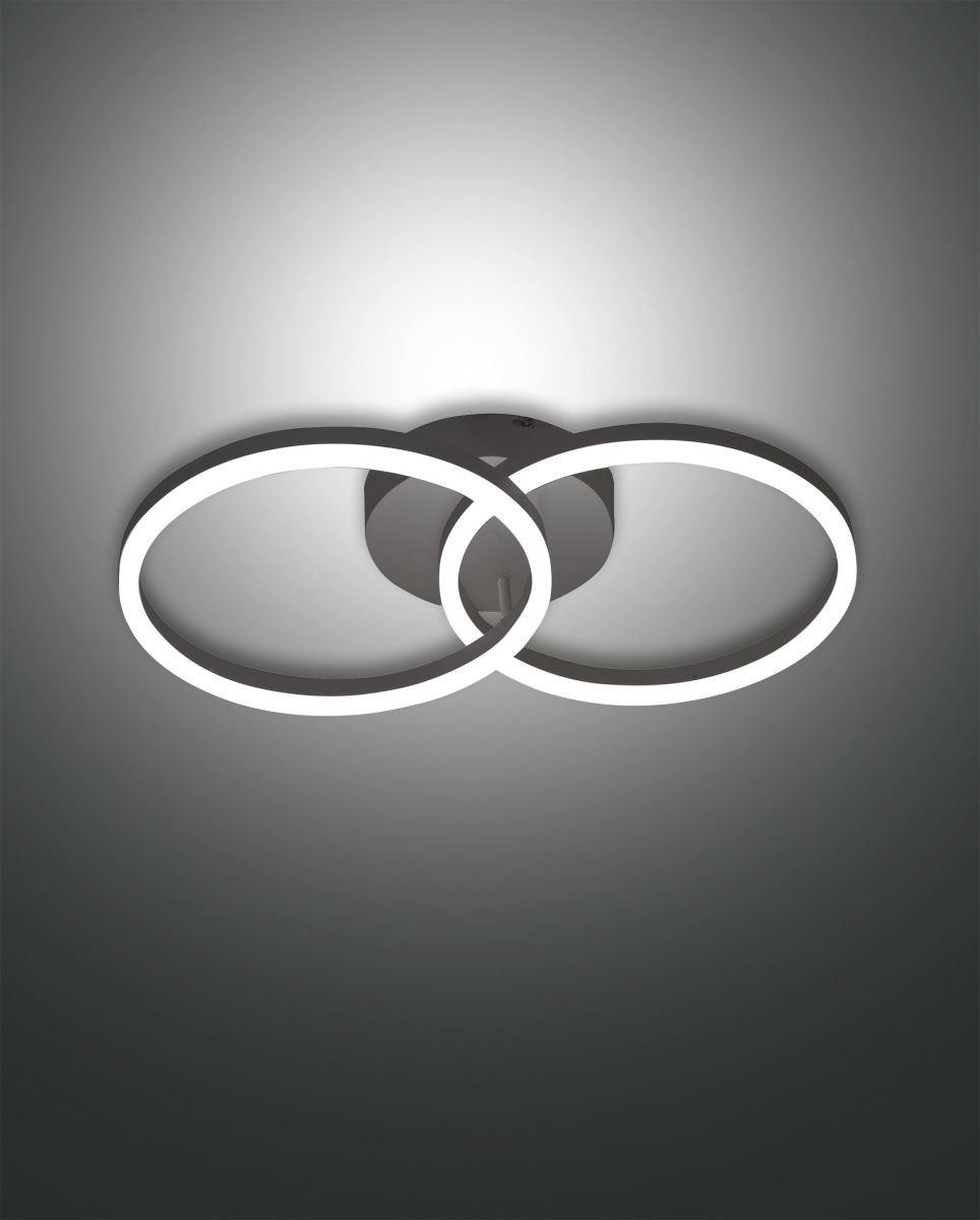 Bild von LED Wandleuchte schwarz satiniert Fabas Luce Giotto 2-flg. 3240lm