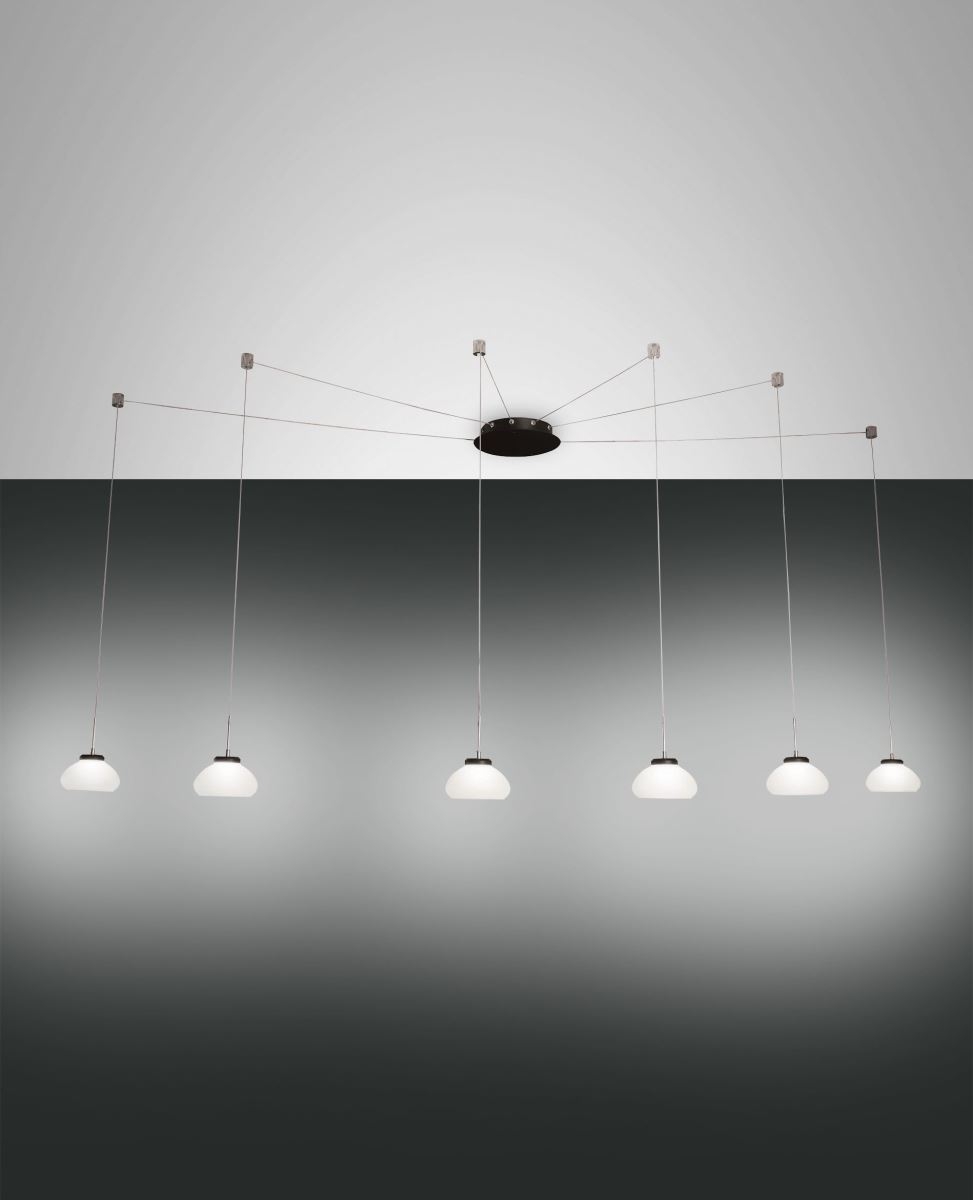 Bild von LED Hängeleuchte schwarz weiß Fabas Luce Smartluce Arabella 350cm 6-flg. 4320lm dimmbar