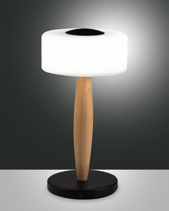 Bild von Fabas Luce LED-Tischleuchte Elea Schwarz/Holz Eichenholz 3761-30-101