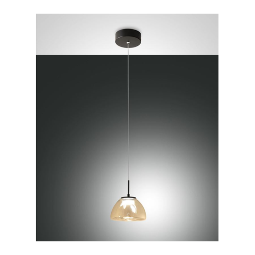 Bild von Fabas Luce LED-Pendelleuchte Lucille – Schwarz Cognac