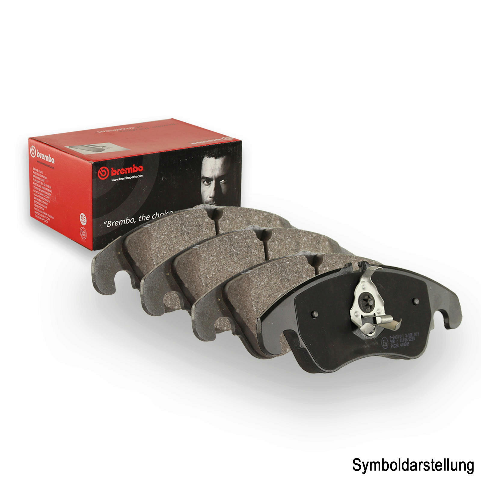 Bild von BREMBO P 06 034X Bremsbelagsatz Bremsbeläge, Bremsklötze, Bremssteine für Verschleißwarnanzeiger vorbereitet mit Bremssattelschrauben ohne Zubehör