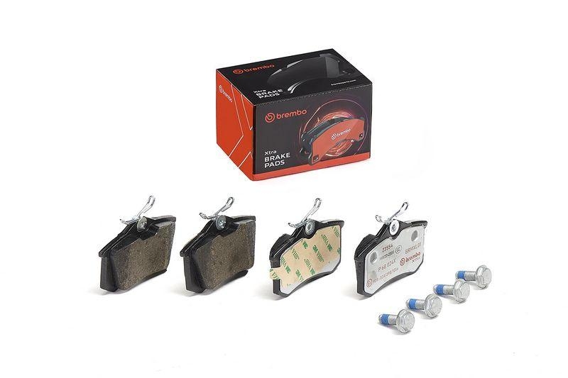 Bild von BREMBO P 68 024X Bremsbelagsatz Bremsbeläge, Bremsklötze, Bremssteine exkl. Verschleißwarnkontakt mit Bremssattelschrauben ohne Zubehör