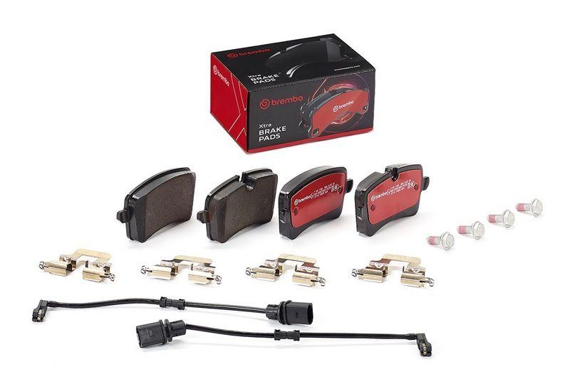Bild von BREMBO Bremsbelagsatz XTRA LINE inkl. Verschleißwarnkontakt P 85 118X Bremsbeläge,Bremsklötze AUDI,A6 Avant (4G5, 4GD, C7),A6 Limousine (4G2, 4GC, C7)