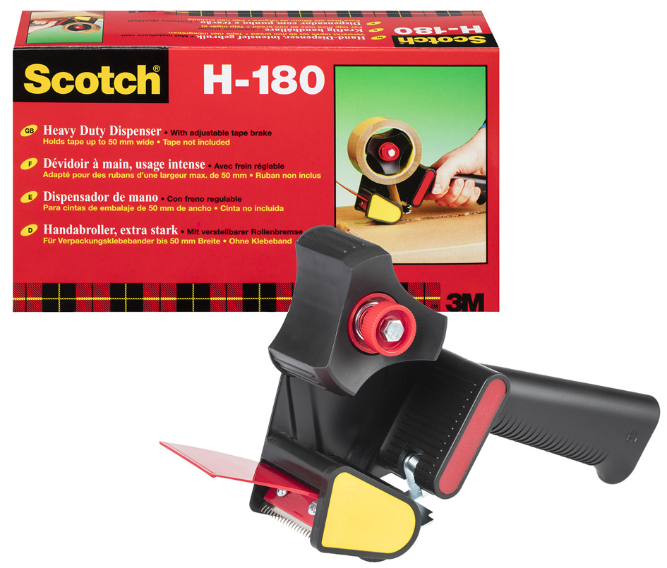 Bild von 3M Scotch Handabroller für Verpackungsklebeband bis 66 m für Packband bis 50 mm x 66 m, Metallausführung (H180)