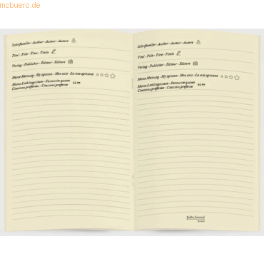 Bild von Bullet Journal Modimo, Heft + Block, Einlagen für Bullet Journal 10x15 cm 2er Set 'Books Ivory'