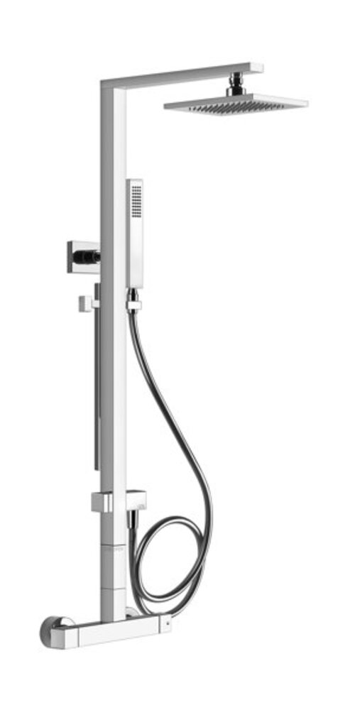 Bild von Gessi Rettangolo Duschsäule mit Aufputz-Thermostat, Höhe 1060 mm, automatischer Umstellung, Kopfbrause 216x140 mm und Handbrause, 23451, Farbe: Chrom