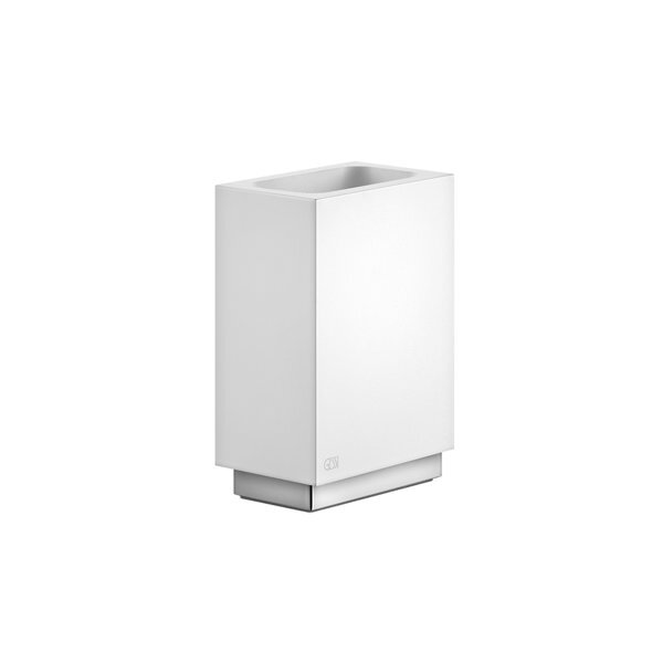 Bild von Gessi Rettangolo Accessoires Glashalter einzeln Standversion, Becher weiß, 20834, Farbe: Finox Optik