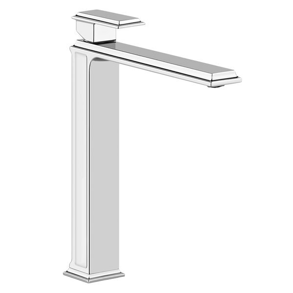 Bild von Gessi Eleganza, Einhebelmischbatterie für Waschbecken, Ausladung 215 mm, Schlauchverbindung mit Anschlussstück, ohne Ablauf, 46004, Farbe: Chrom