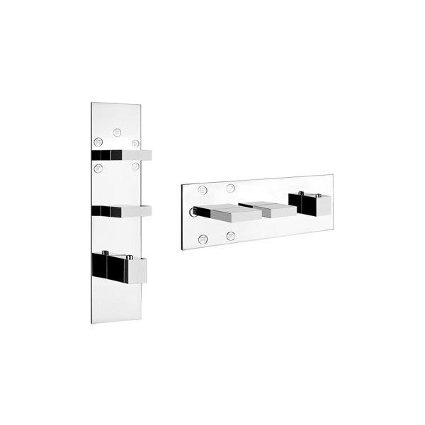 Bild von Gessi Rettangolo, Fertigmontageset mit 3 bis 5 Wegen, eine Rosette, 43032, Farbe: Kupfer PVD