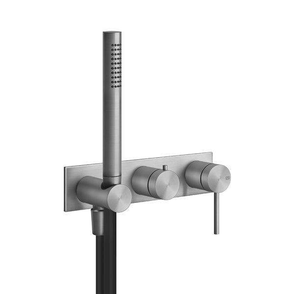 Bild von Gessi 316 Fertigmontageset Einhebelmischer Dusche oder Wanne für Unterputz-Körper, 2-Wege Umlenkkartusche, eine Rosette, 54038, Farbe: Warm Bronze gebürstet PVD