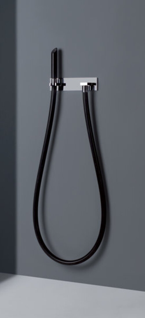Bild von Gessi Water Tube Kneipp, Kneipp-Schlauch schwarz, Kunststoff-Brause, Version mit Brausehalter und Wandanschlussbogen, 32963, Farbe: Metall Schwarz PVD