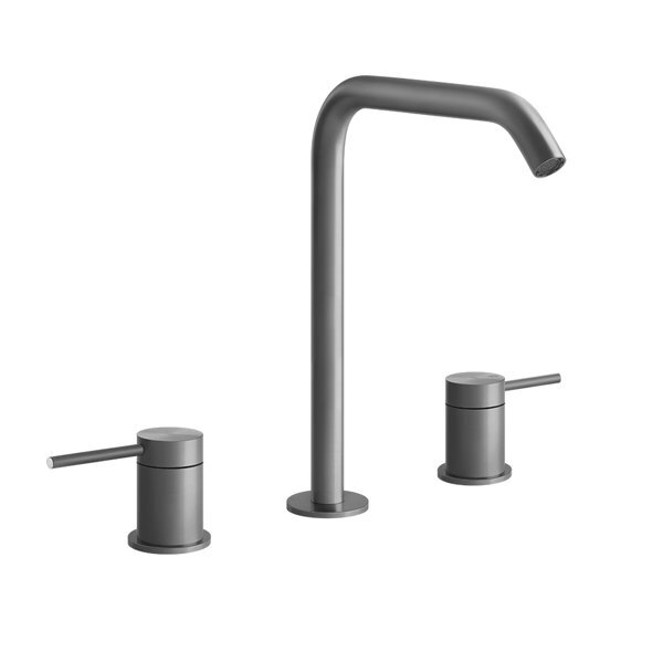 Bild von Gessi 316 Flessa 3-Loch-Waschtischarmatur, mit Auslauf H=230 mm x Ausladung 156 mm, ohne Ablaufgarnitur, 54011, Farbe: Edelstahl matt gebürstet