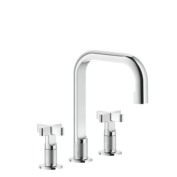 Bild von Gessi Inciso+ 3-Loch-Waschtischarmatur, Auslauf H=139 mm x Ausladung 160 mm, ohne Ablaufgarnitur, 58114, Farbe: Chrom