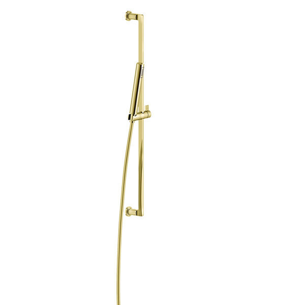 Bild von Gessi Inciso Brausestangen-Set 800 mm, Antikalkbrause und Schlauch 1500 mm, Brausehalter nicht seitlich verdrehba, 58145, Farbe: Gold PVD