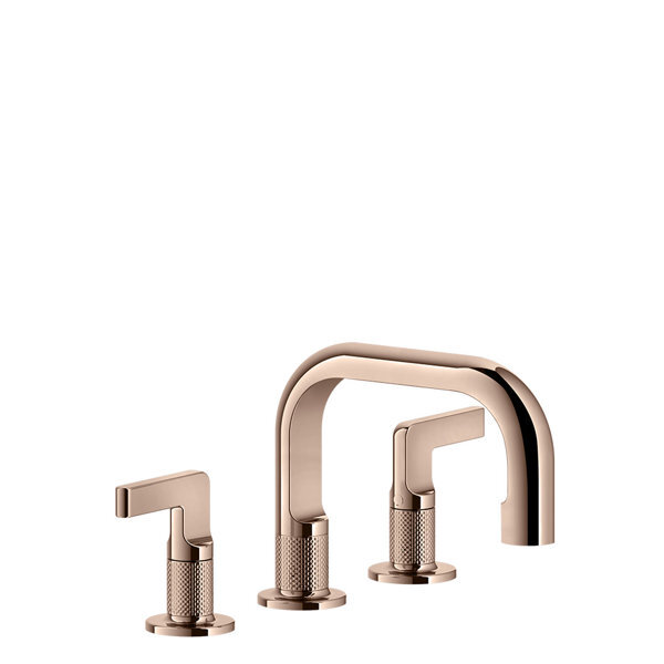Bild von Gessi Inciso- 3-Loch-Waschtischarmatur mit Auslauf H=59 mm x Ausladung 140 mm, für Unterbau-Waschbecken geeignet, ohne Ablaufgarnitur, 58012, Farbe: Kupfer PVD