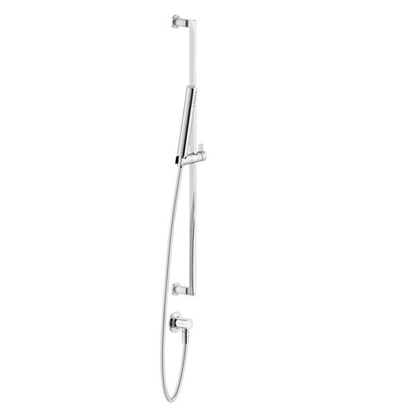 Bild von Gessi Inciso Brausestangen-Set 800 mm, mit Wandanschlussbogen 1/2, Antikalkbrause und Schlauch 1500 mm Brausehalter nicht seitlich verdrehbar, 58142, Farbe: Chrom