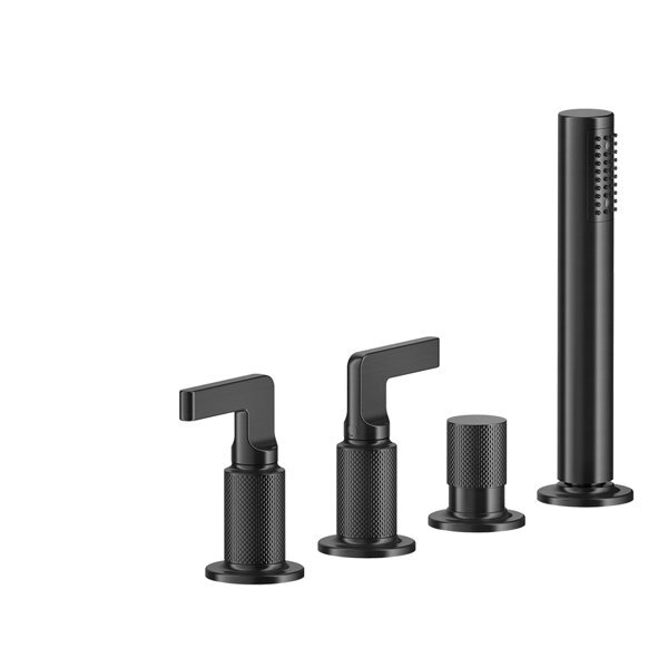 Bild von Gessi Inciso- 2-Hebel-Griff-4-Loch-Wannenrand-Armatur, separater automatischer Umsteller für Wanneneinlauf, Handbrauseund 1,50 m Brauseschlauch, 58043, Farbe: Bronze Antik