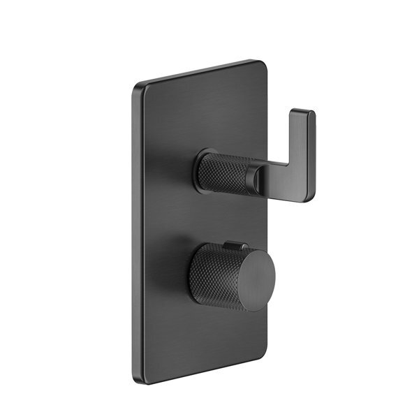 Bild von Gessi Inciso Dusche Fertigmontageset, für UP-Thermostatmischer, Ausgang links und rechts,  für UPK 09269, 58134, Farbe: Metall Schwarz gebürstet PVD