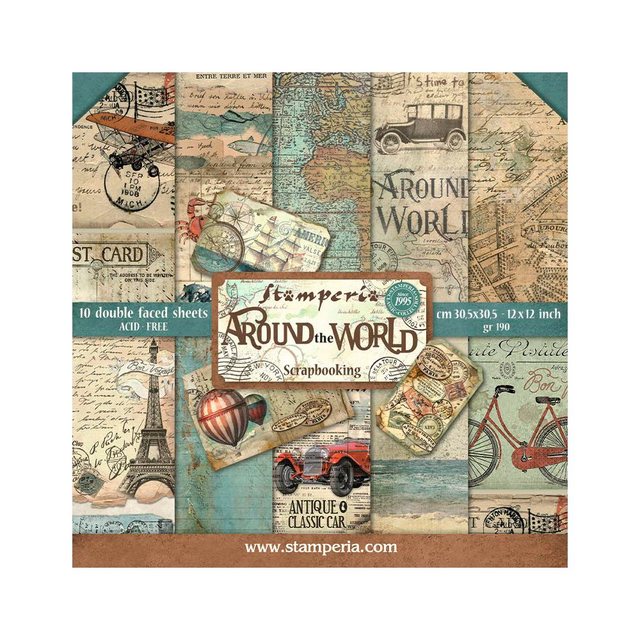 Bild von Stamperia Motivpapier Around the World, 10 Bogen