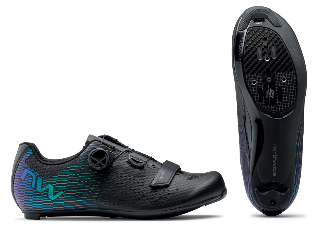 Bild von Northwave Storm Carbon 2 Rennrad Fahrrad Schuhe irisierend schwarz/grün/lila 2024 42
