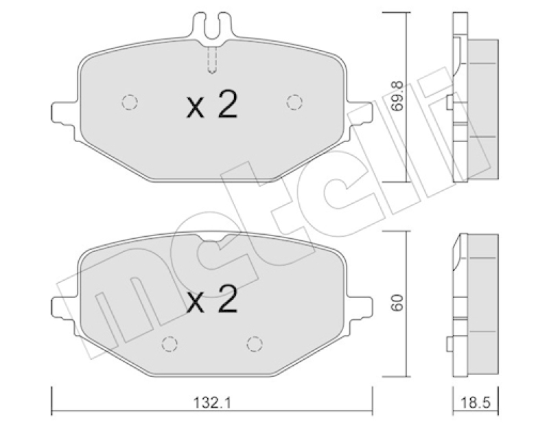 Bild von METELLI 22-1274-0 Bremsbelagsatz Bremsbeläge, Bremsklötze, Bremssteine für Verschleißwarnanzeiger vorbereitet MERCEDES-BENZ: GLE
