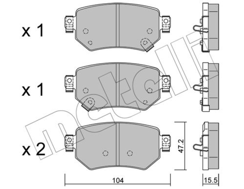 Bild von METELLI 22-1159-0 Bremsbelagsatz Bremsbeläge, Bremsklötze, Bremssteine mit akustischer Verschleißwarnung MAZDA: 6 Estate, 6 Saloon