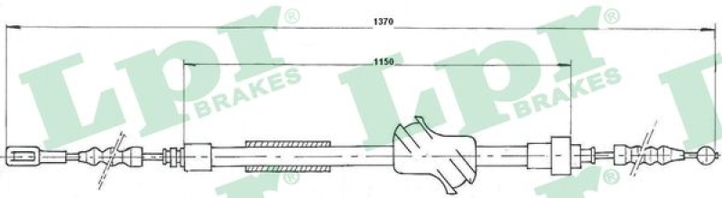Bild von LPR C0044B Handbremsseil Bremsseil, Seilzug Feststellbremse 1375/1175 Scheibenbremse AUDI: 90 B3