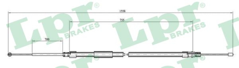Bild von LPR C0080B Handbremsseil Bremsseil, Seilzug Feststellbremse 1533/755 Scheibenbremse BMW: 3 Touring, 3 Saloon