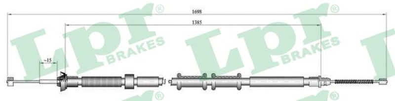 Bild von LPR C0307B Handbremsseil 1689/1388 Trommelbremse FIAT: Grande Punto Schrägheck, Punto Evo Schrägheck, Punto III Schrägheck