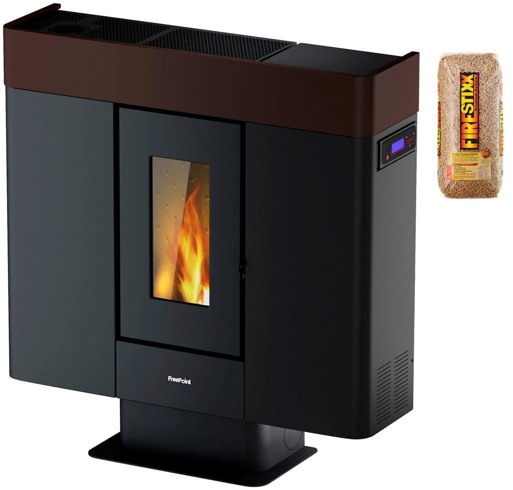 Bild von FREEPOINT Pelletofen »Moon«, braun, Stahl, 10 kW - schwarz