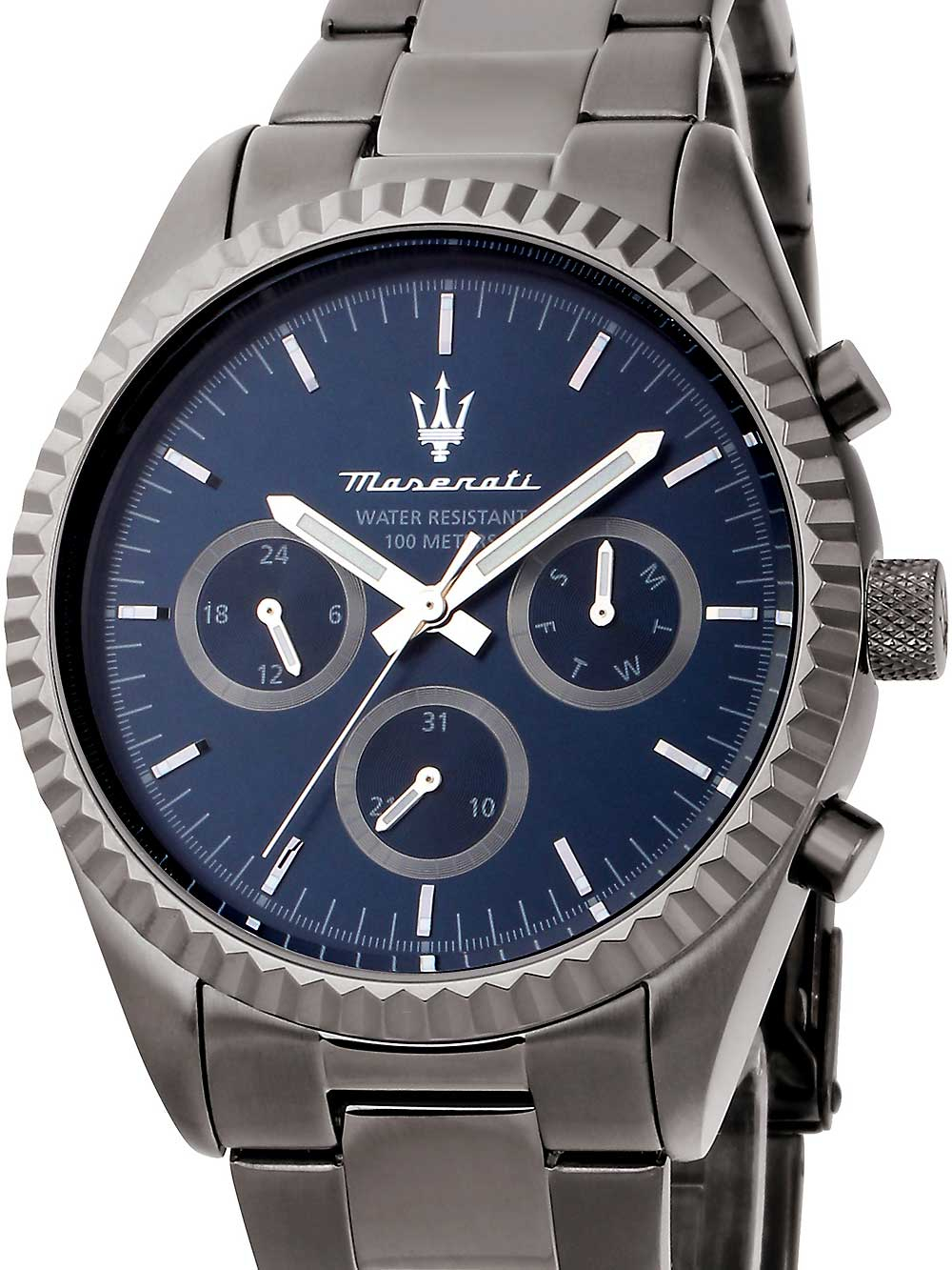 Bild von Maserati Herrenuhr, Competizione Kollektion, aus Edelstahl, Grau PVD, mit Edelstahl-Armband - R8853100019