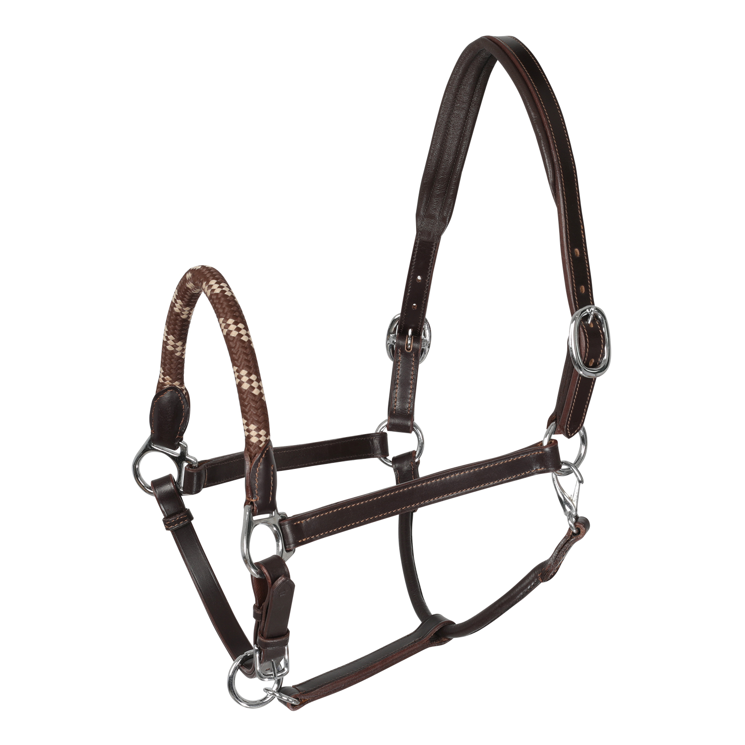 Bild von Acavallo Lederhalfter mit ergonomischem Genickschutz  Nasenriemen aus Seil