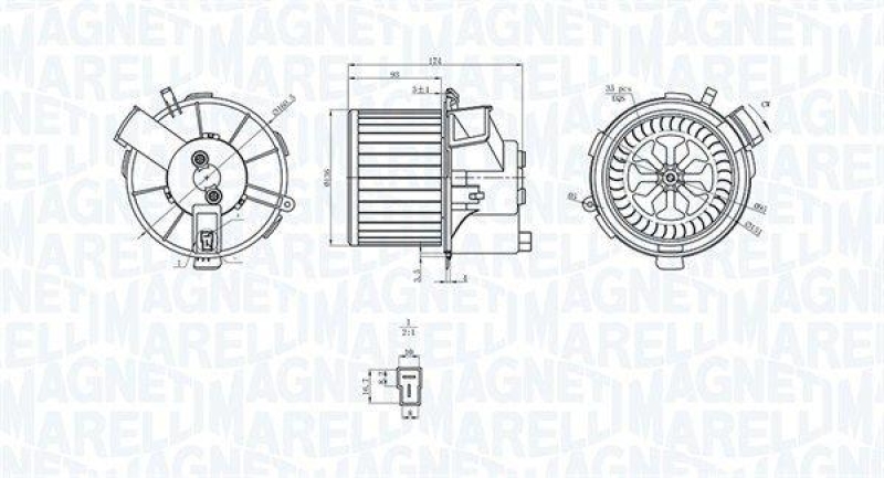 Bild von MAGNETI MARELLI Innenraumgebläse Ø136mm 136mm für CITROËN/PEUGEOT 6441R1 6441J8 069412200010