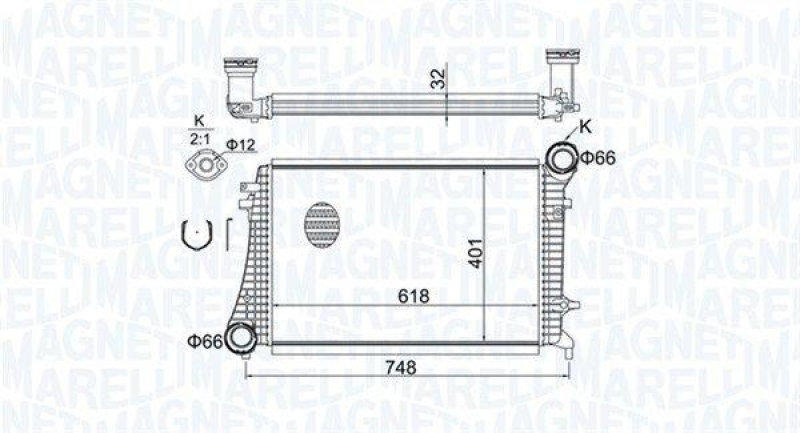 Bild von MAGNETI MARELLI 351319204240 Ladeluftkühler Intercooler VOLKSWAGEN: Golf 5, Passat B6 Variant, Eos, AUDI: A3 Sportback, A3 Hatchback