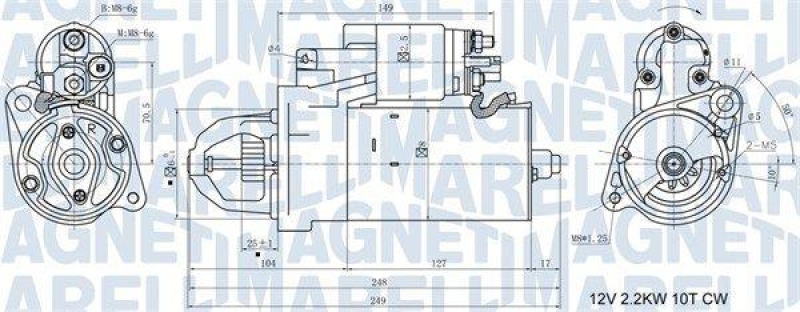 Bild von MAGNETI MARELLI 063721411010 Anlasser Starter 12 2,2 10 AUDI: A4 B7 Avant, A8 D3, A4 B7 Saloon, VOLKSWAGEN: Phaeton