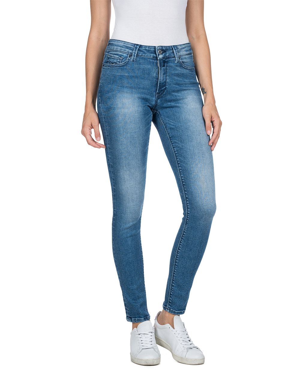 Bild von Replay Damen Jeans Luzien - Skinny Fit - Blau - Medium Blue Denim