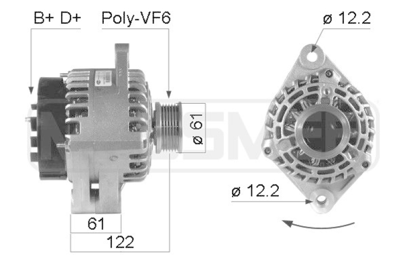 Bild von ERA 210326A Lichtmaschine 14V 105A OPEL: Astra H Caravan, Zafira B, Astra H Hatchback, FIAT: Grande Punto Hatchback, Stilo Hatchback