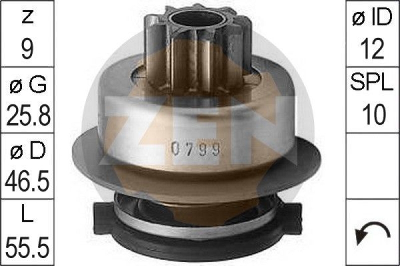 Bild von ERA ZN0799 Freilaufgetriebe, Starter VOLKSWAGEN: GOLF 2, SEAT: Ibiza 2