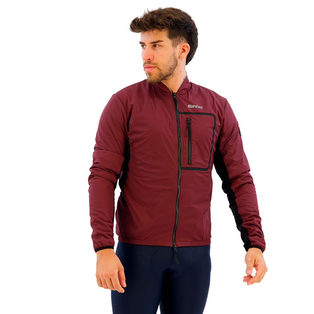 Bild von Santini Alpha Trai Lined Windproof Gravel Cycling Jacket (Burgundy)