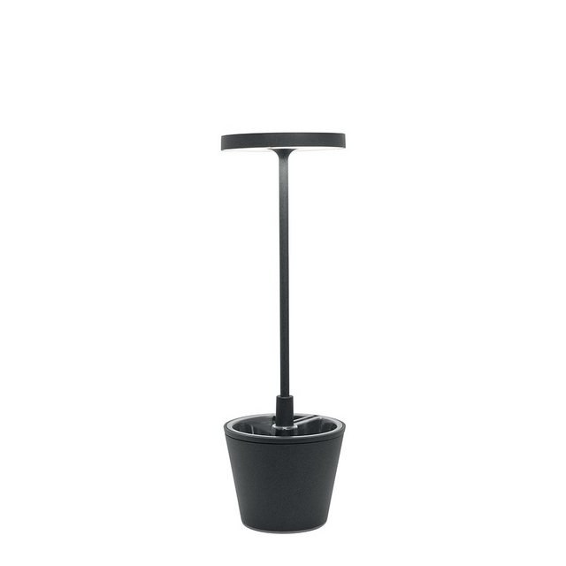 Bild von Zafferano, Poldina Reverso Lampe, Wiederaufladbare und Kabellose Tischlampe mit Touch Control, Geeignet für den Innen- und Außenbereich, Dimmer, 2200-3000 K, Höhe 35 cm, Farbe Dunkelgrau