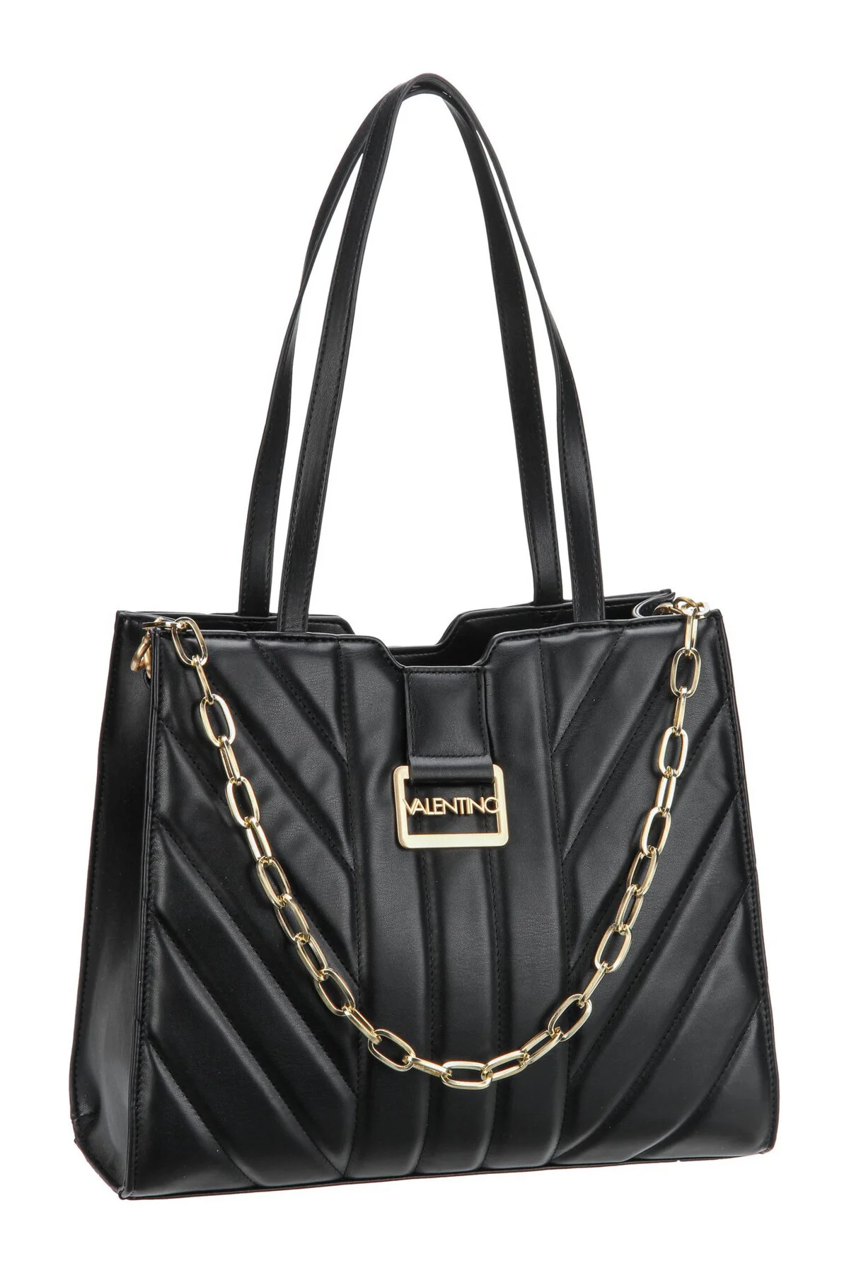 Bild von VALENTINO BAGS Shopper, Elegante Schwarze Damentasche mit Kettenriemen und Kontrastdetails