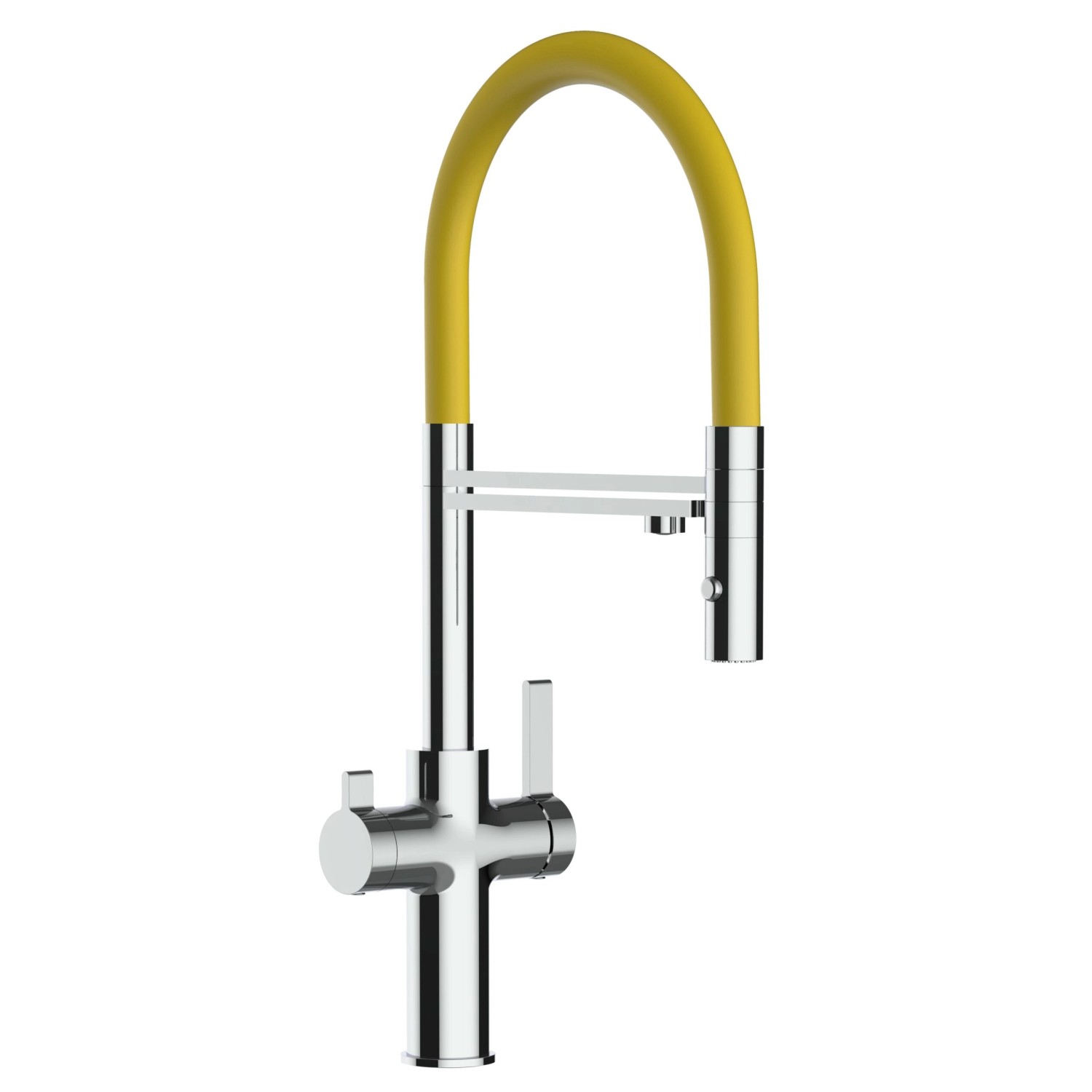 Bild von VIZIO 3 Wege Wasserhahn Küchenarmatur FC mit 360° Schwenkbarem Auslauf Abnehmbare 2 Strahl Handbrause Verchromt   Gelb