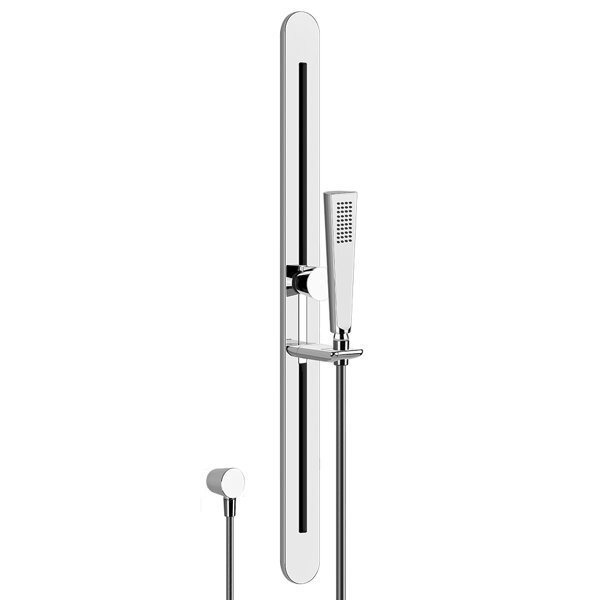 Bild von Gessi Cono Duschgarnitur mit Wandanschlussbogen, Antikalk-Handbrause und Brauseschlauch 1,50 m, 45144, Farbe: Schwarz XL
