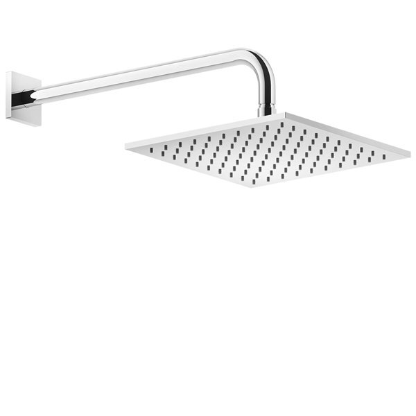 Bild von Gessi Rilievo, Antikalk-Kopfbrause 250x250 mm mit Gelenk und Wandarm 389 mm, 1/2 Anschluss, 59158, Farbe: Messing gebürstet PVD